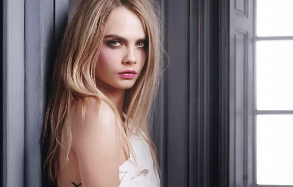 Picture look, girl, face, hair, window, Cara Delevingne