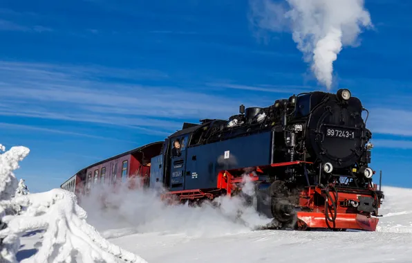 Picture winter, snow, train, the engine, Germany