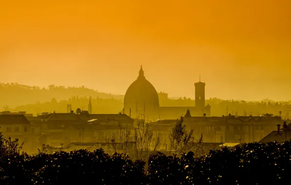 Picture Italy, panorama, glow, haze, Florence, Santa Maria del Fiore
