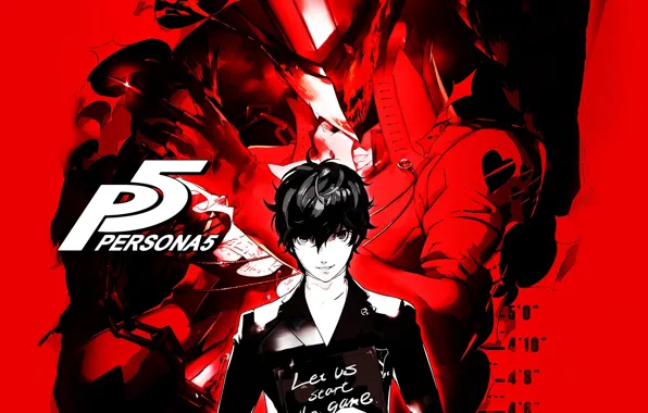 Picture the game, anime, the demon, art, guy, red background, person, Persona