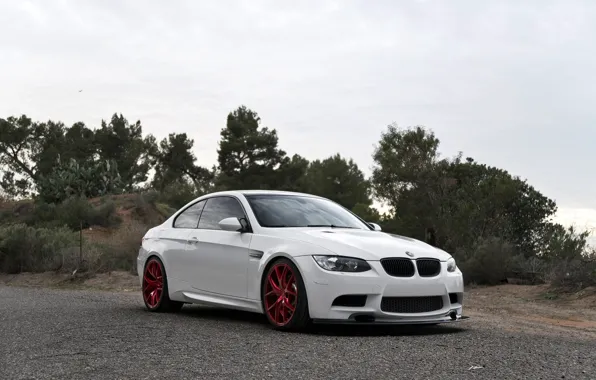 Picture BMW, White, E92, M3, Carbon lip