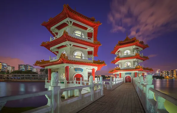 Picture Asia, Singapore, pagoda, the bridge, Chinese gardens