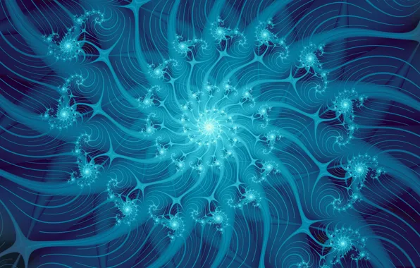 Picture blue, abstraction, blue, pattern, spiral, fractal, ornament, center, математическая вселенная