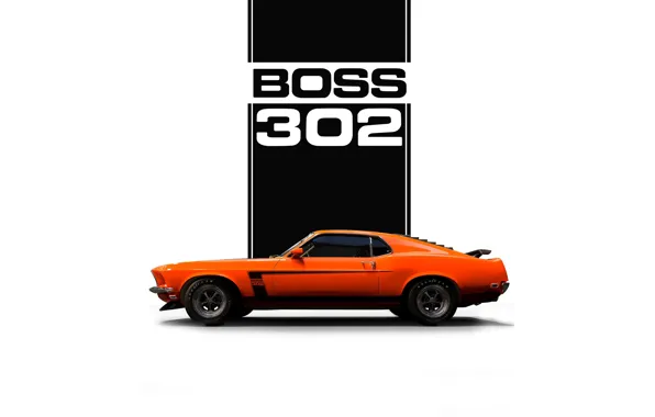 Picture Mustang, Auto, Minimalism, Machine, Orange, Car, Ford Mustang, Art, Muscle car, Minimalism, Ford Mustang Boss …