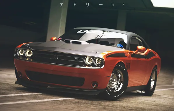 Picture Auto, Machine, Orange, Dodge, Challenger, Lights, Dodge Challenger, Muscle car, Rendering, Transport & Vehicles, by …