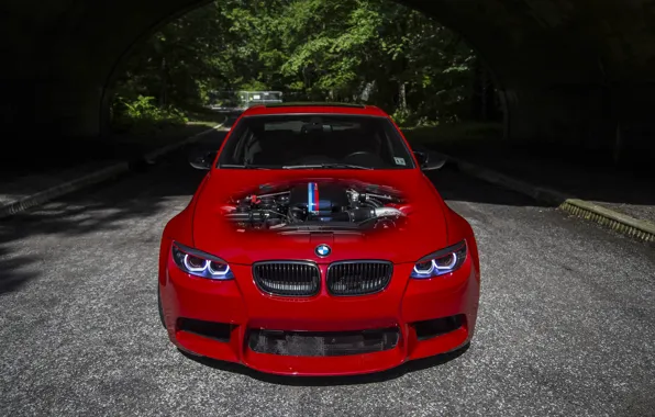 Picture BMW, Green, E92, RED, Angel Eyes, V8 Power