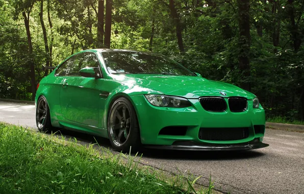 Picture Road, Forest, BMW, Green, BMW, Green, Coupe, E92, BMW M3, Road, IND, Coupe, Forest, Green …
