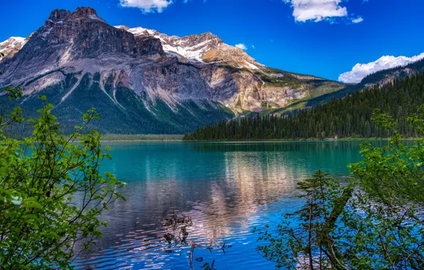 Picture mountains, lake, Canada, Canada, British Columbia, British Columbia, Yoho National Park, Canadian Rockies, Emerald Lake, …