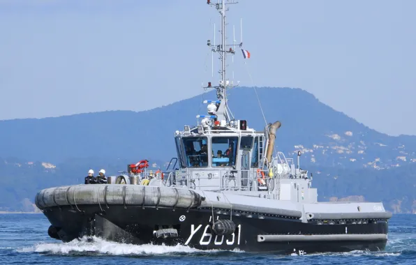 Picture tug, sea, French Navy, Celadon