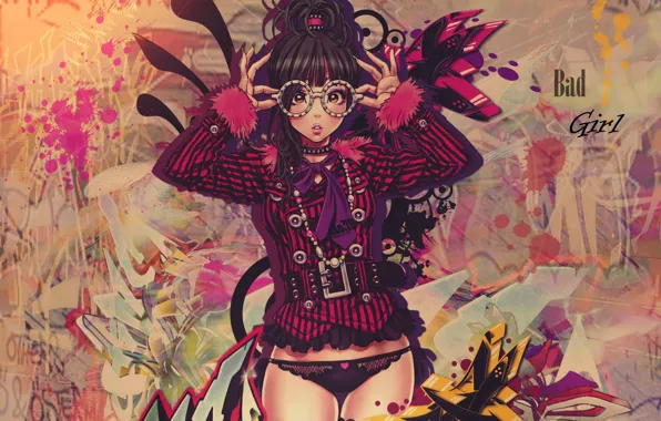 Picture sexy, graffiti, surprise, glasses, hairstyle, sexy, graffiti, glasses, big eyes, bad girl, anime art, hairstyle, …