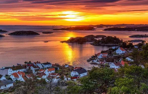 Picture Sunset, Norway, Arendal, Rævesand