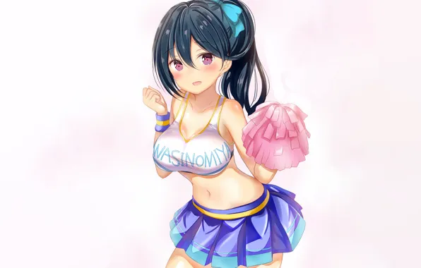 Picture girl, sexy, cleavage, long hair, boobs, anime, beautiful, pretty, breasts, attractive, handsome, black hair, cheerleader, …