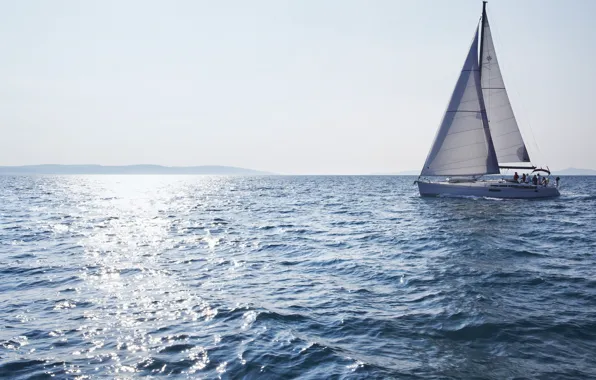 Picture the way, the wind, coast, yacht, sails, яхта в Средиземном море, yacht in the Mediterranian …