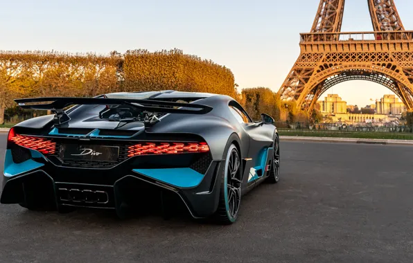 Picture Paris, Bugatti, Eiffel tower, supercar, rear view, 2018, hypercar, Divo