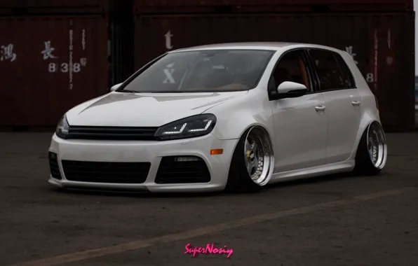 Picture volkswagen, white, tuning, low, stance, golf r, droppe, гольф..ваг., vw. vag