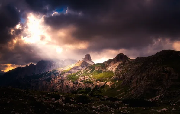 Picture the sky, clouds, mountains, Italy, The Dolomites