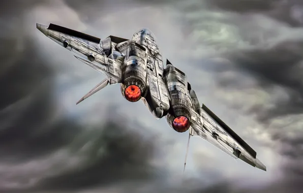 Picture the sky, clouds, T-50, Su-57, the figure of the difficult maneuvers, coup