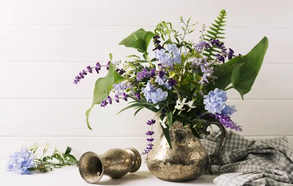 Picture flowers, table, bouquet, vase, pitcher, composition, Bouquet