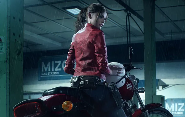 Picture Harley Davidson, Resident Evil, computer graphics, Claire Redfield