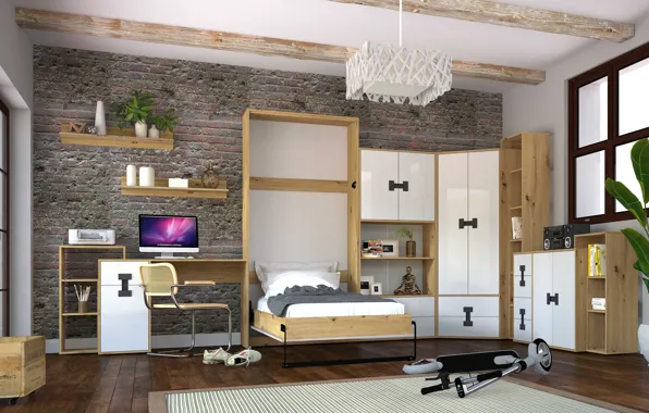 Picture design, style, interior, bedroom, children's, Desk, the room of the student