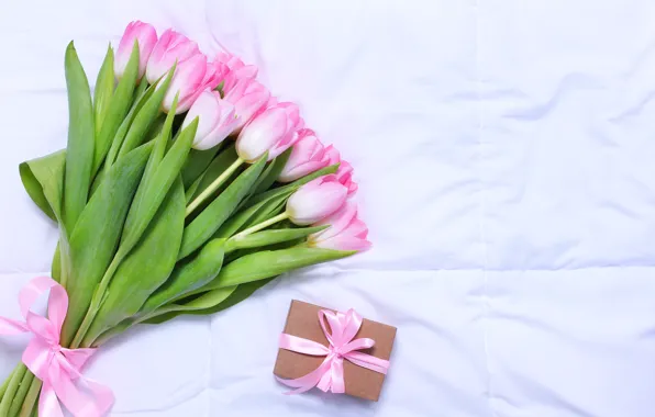 Picture gift, bouquet, tulips, pink