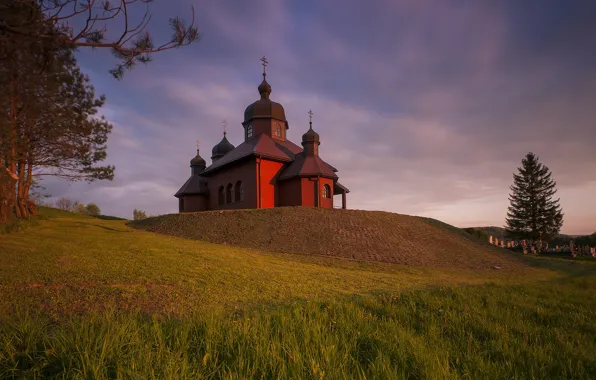 Picture nature, the evening, hill, Church