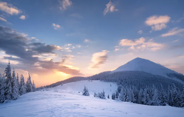 Picture Sunset, Winter, Mountains