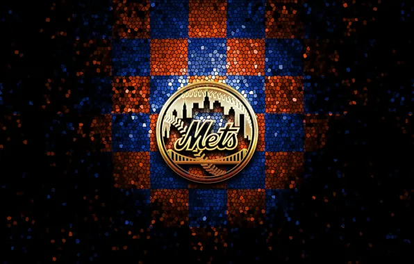 Picture wallpaper, sport, logo, baseball, glitter, checkered, MLB, New York Mets