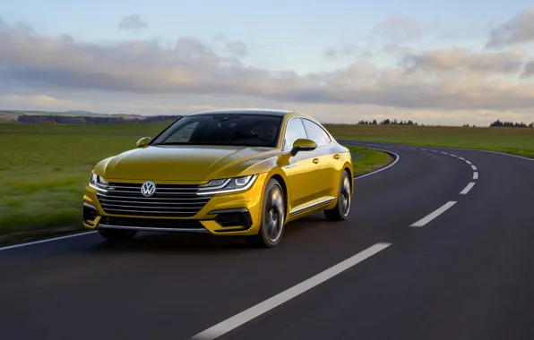 Picture asphalt, yellow, plain, Volkswagen, 2018, R-Line, liftback, 2017, Arteon