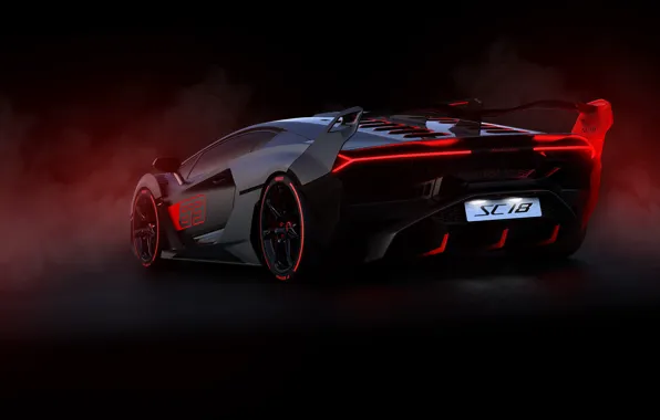 Picture Lamborghini, supercar, rear view, 2018, SC18
