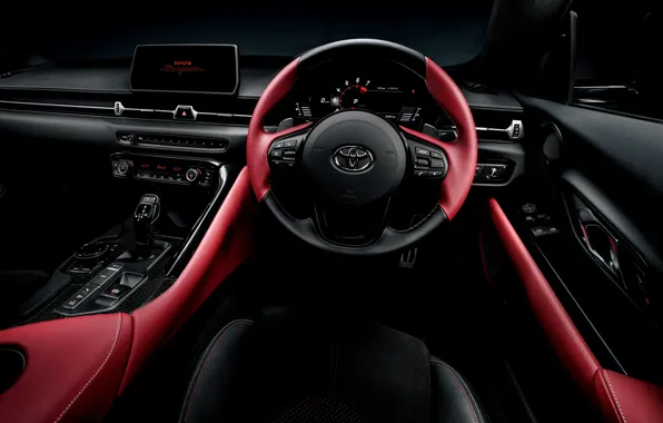 Picture coupe, interior, devices, the wheel, Toyota, salon, Supra, the fifth generation, mk5, double, 2019, GR …