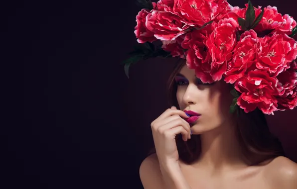 Picture girl, flowers, style, portrait, makeup, wreath, Elena Kharichkina