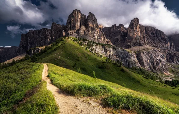 Picture clouds, slope, The Dolomites
