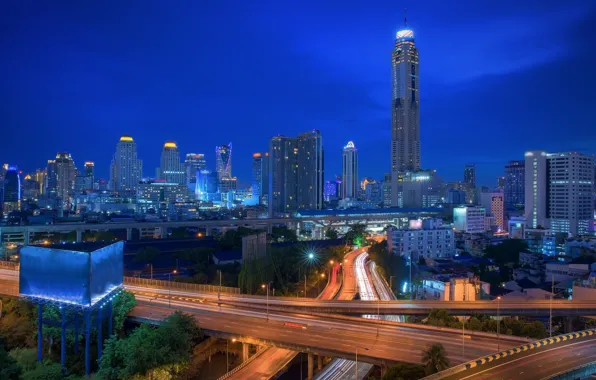 Picture night, the city, building, Thailand, Bangkok, skyscraper