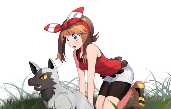 Picture grass, girl, Pokemon
