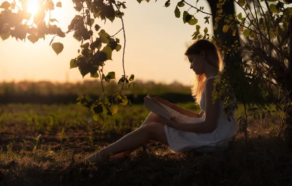 Picture nature, girl, book