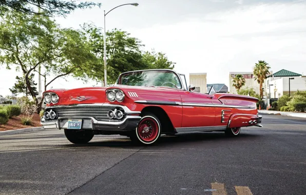 Picture Chevrolet, Red, Vintage, Lowrider, Convertible