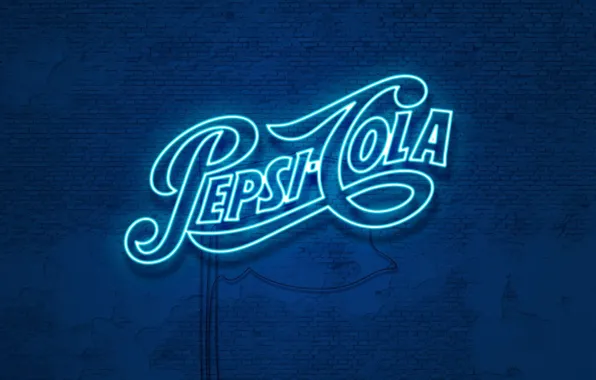 Picture wall, neon, wall, drink, cola, pepsi, Cola, drink, soda, Pepsi, neon glow, pepsi-cola, Pepsi-Cola