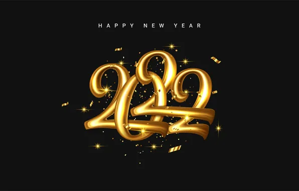Picture gold, figures, New year, golden, black background, new year, happy, decoration, sparkling, 2022