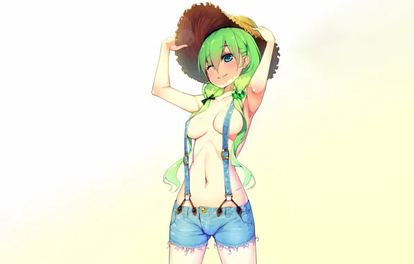 Picture girl, sexy, cleavage, long hair, boobs, anime, beautiful, pretty, erotic, breasts, attractive, handsome, green hair, …
