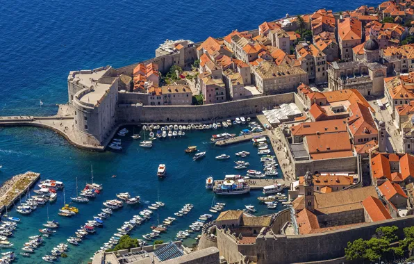 Picture sea, the city, boats, Croatia, piers, Adriatica, Dubrovnik, Jadran