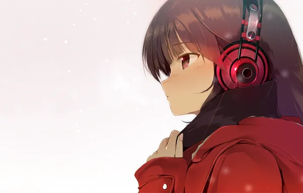 Picture girl, background, headphones