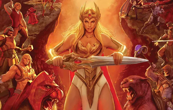 Picture cartoon, warrior, powerful, strong, muscular, Masters of the Universe, She-Ra, He-Man, He Man, She-Ra Princess …