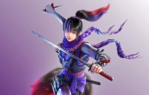 Picture girl, sword, fighter, weapon, Tekken, video games, charliehgl, Kunimitsu