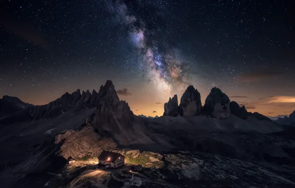 Picture the sky, stars, night, house, rocks, Italy, Italy, Carlos F Turienzo