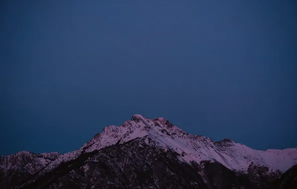 Picture winter, the sky, snow, mountains, nature, rocks, the evening, twilight