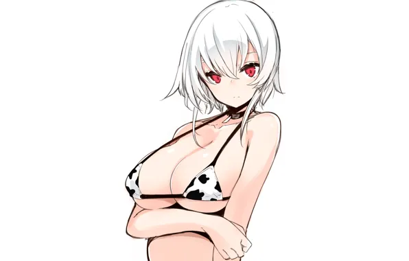 Picture girl, sexy, cleavage, boobs, anime, beautiful, red eyes, short hair, pretty, erotic, breasts, bikini, attractive, …