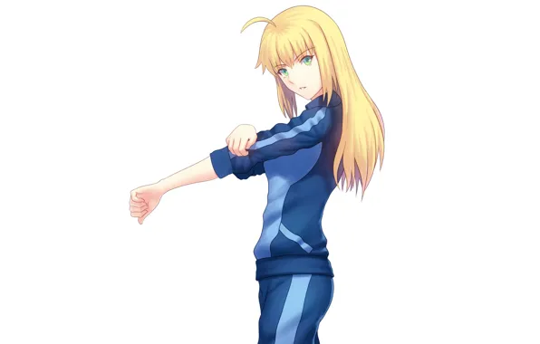 Picture girl, Saber, tracksuit, Fate / Stay Night, Fate stay Night