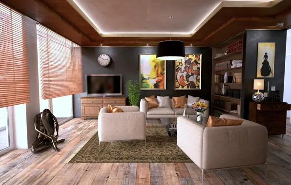 Picture style, retro, interior, living room, mid-century modern