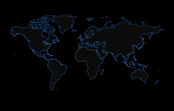 Picture blue, the world, black background, world map, mainland